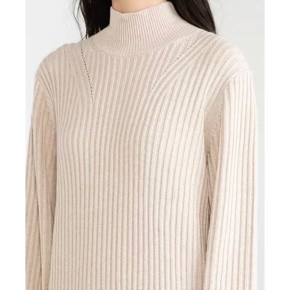 & OTHER STORIES Mock Neck Wool Blend Midi Dress Beige Cream Small S - Picture 2 of 11